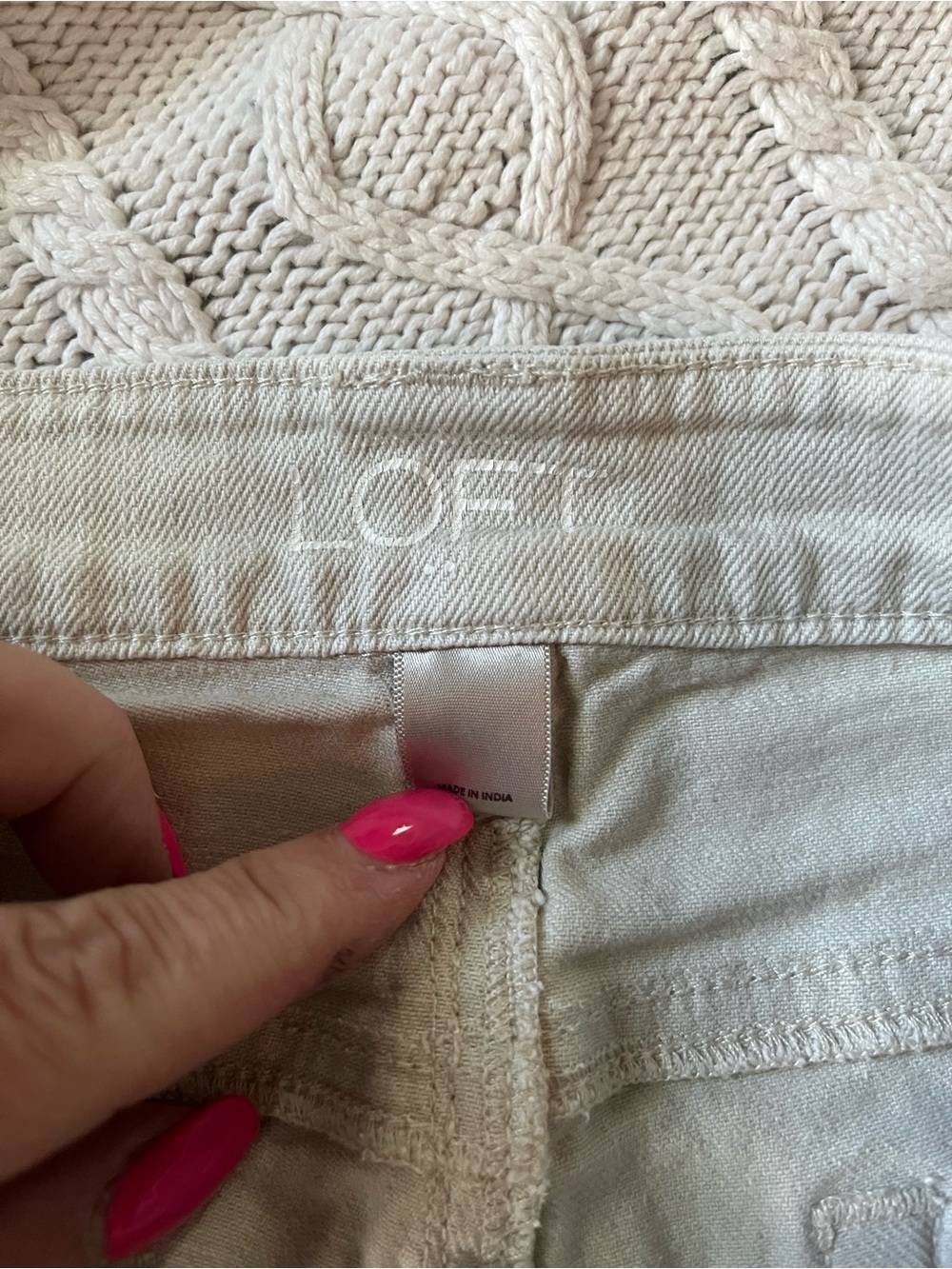 Loft Light Ivory Slim Zip-Pocket Ankle Pants with Fray Modern Skinny SZ 8 - Picture 8 of 15